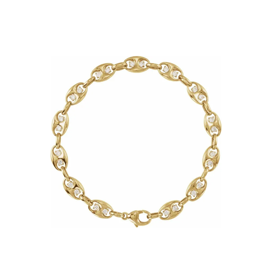 14K Solid Gold 1 CTW Lab-Grown Diamond Mariner Link Bracelet – 7.5"