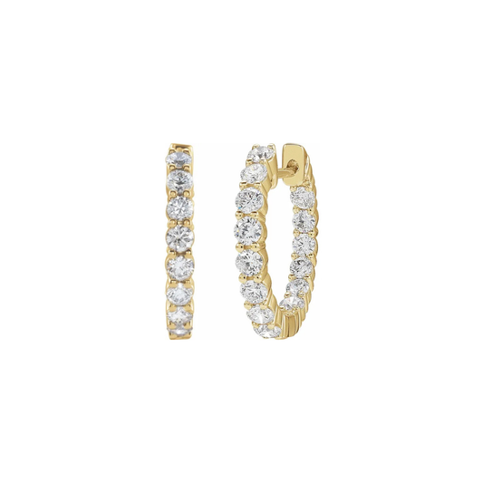 14K Gold 2 CTW Lab Diamond Inside-Out Hoop Earrings