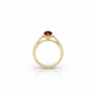 Classic Pear Garnet 1.1 ct Halo Ring with Diamond Accents