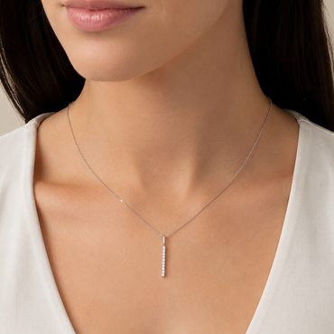 14K Gold Lab-Grown Diamond Vertical Bar 16-18" Necklace