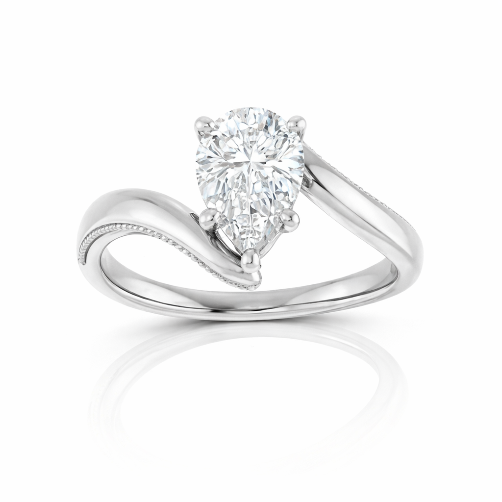 Pear Cut Diamond Solitaire Engagement Ring