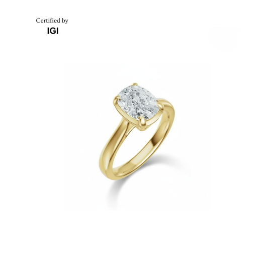 Solitaire Elongated Cushion Engagement Ring with Claw Prongs