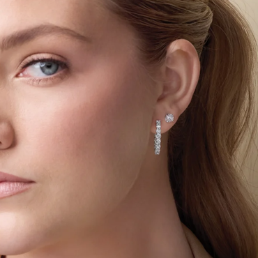 14K Gold 2 CTW Lab Diamond Inside-Out Hoop Earrings