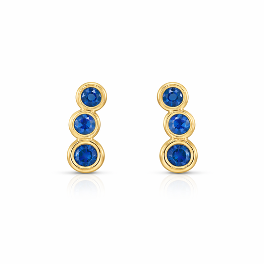 Natural Blue Sapphire Ear Climbers in 14K Yellow Gold