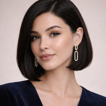 Natural Diamond Link Earrings in 14K Yellow Gold