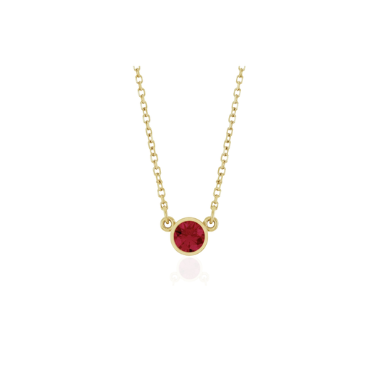 Round Lab-Grown Ruby Solitaire Necklace