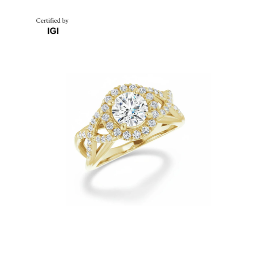 Round Halo Engagement Ring with Lab-Grown Diamond