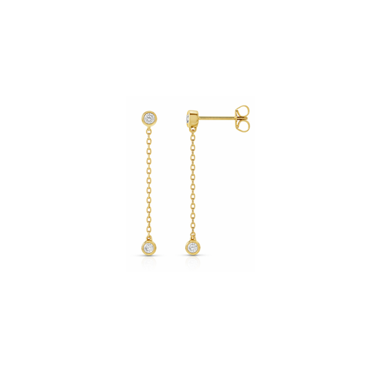 Modern Gold Chain Earrings with Lab-Grown Diamonds