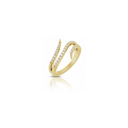 Natural Diamond Bypass Ring in 14K Gold
