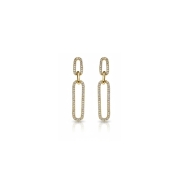 Natural Diamond Link Earrings in 14K Yellow Gold