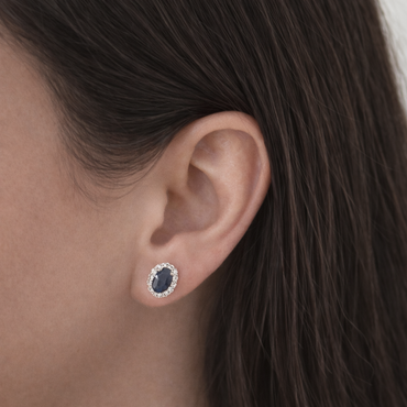 Natural Blue Sapphire & Diamond Earrings