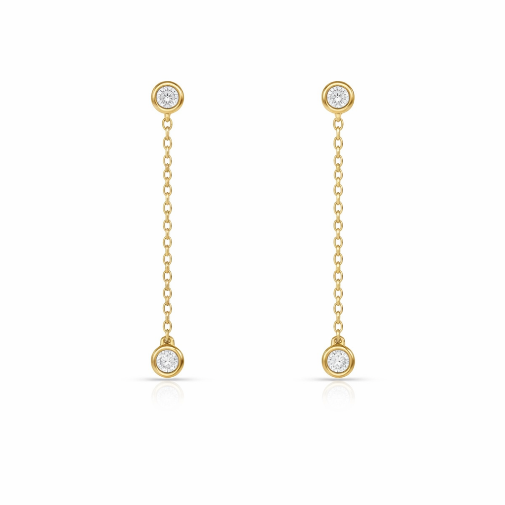 Modern Gold Chain Earrings with Lab-Grown Diamonds