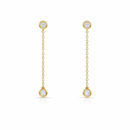 Modern Gold Chain Earrings with Lab-Grown Diamonds