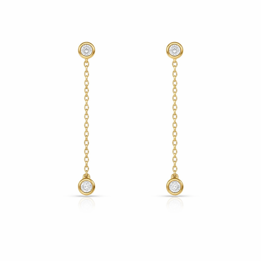 Modern Gold Chain Earrings with Lab-Grown Diamonds