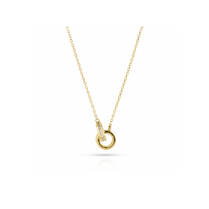 Natural Diamond Interlocking Circle Necklace in 14K Yellow Gold