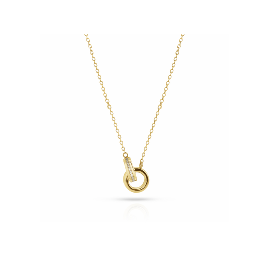 Natural Diamond Interlocking Circle Necklace in 14K Yellow Gold