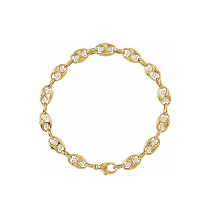 14K Solid Gold 1 CTW Lab-Grown Diamond Mariner Link Bracelet – 7.5"