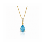 Blue Aquamarine & Diamond Pear Pendant Necklace Image