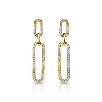 Natural Diamond Link Earrings in 14K Yellow Gold