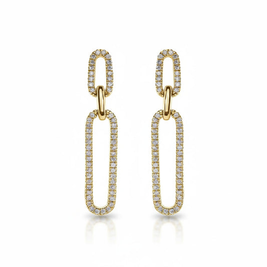 Natural Diamond Link Earrings in 14K Yellow Gold