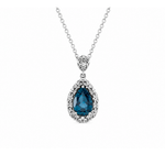 14K White Gold Natural London Blue Topaz Sculptural 18