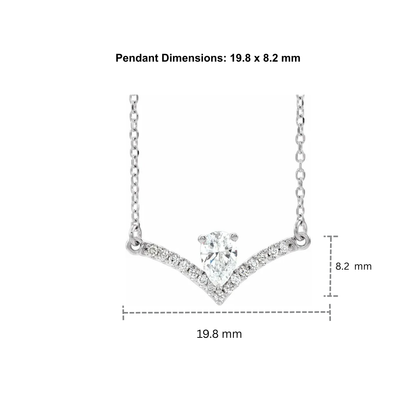 14K Gold Pear Natural Diamond V Bar Necklace