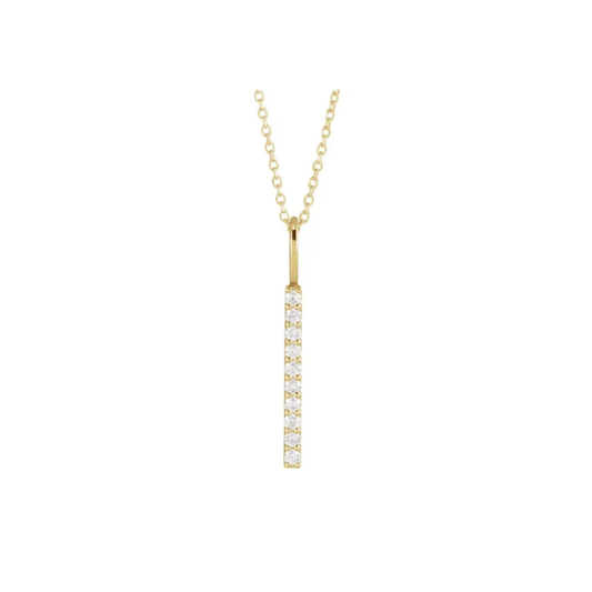 14K Gold Lab-Grown Diamond Vertical Bar 16-18" Necklace