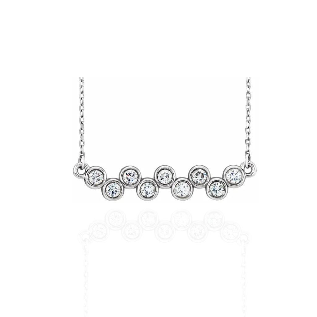 14K Gold 0.5 CTW Natural Diamond Bezel Bar Necklace