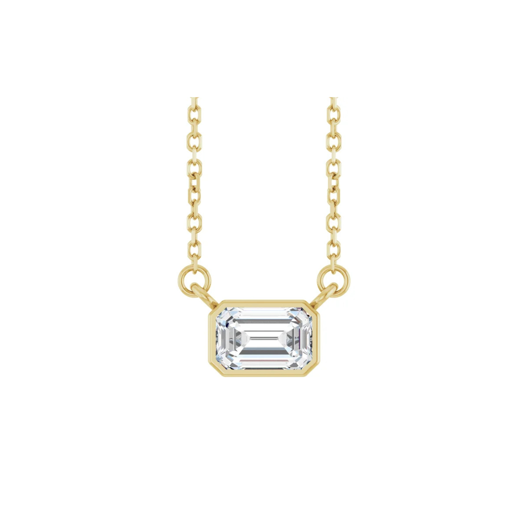 14K Gold 0.5 CT Lab-Grown Diamond Bezel Solitaire Necklace