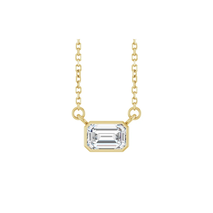 14K Gold 0.5 CT Lab-Grown Diamond Bezel Solitaire Necklace