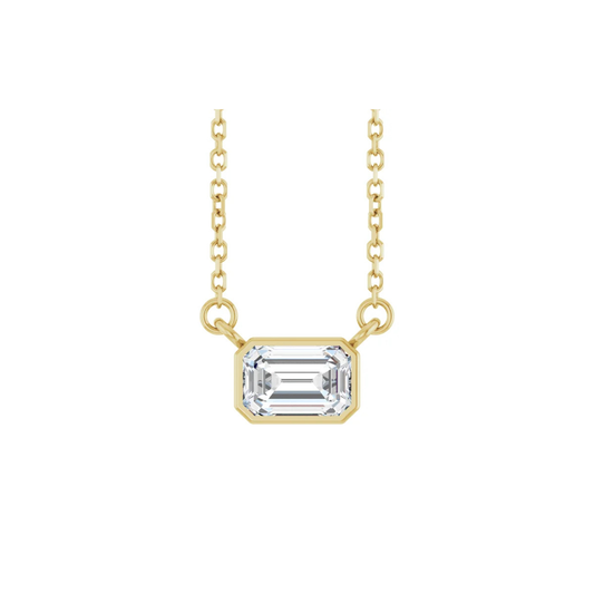14K Gold 0.5 CT Lab-Grown Diamond Bezel Solitaire Necklace