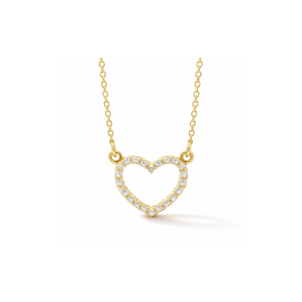 Natural Diamond Petite Heart Necklace in 14K Yellow Gold