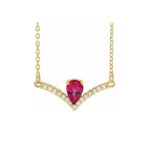 14K Gold Pear Lab-Grown Ruby & Natural Diamond Necklace Image