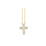 14K Yellow Gold Lab-Grown Diamond Cross Pendant Necklace, 18