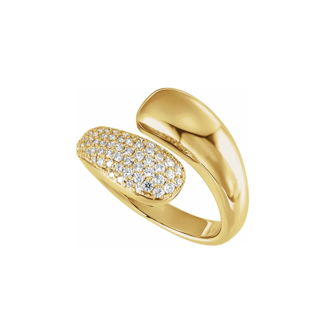 14K Solid Gold 0.5 CTW Lab-Grown Diamond Bypass Ring