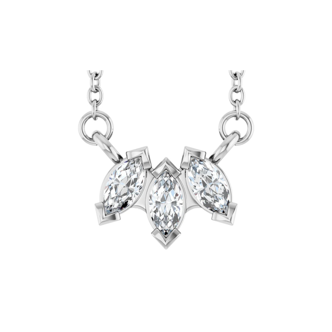 Lab-Grown Diamond Three-Stone Necklace (0.20 CTW), 18"