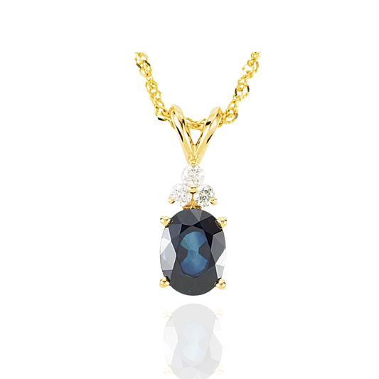 Natural Blue Sapphire & Natural Diamond 18" Necklace