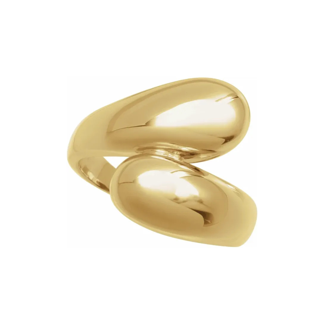 14K Solid Yellow Gold Bypass Ring
