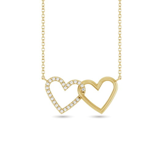 Natural Diamond Petite Double Interlocking Heart Necklace