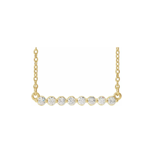 14K Gold 0.25 CTW Natural Diamond Bar Necklace