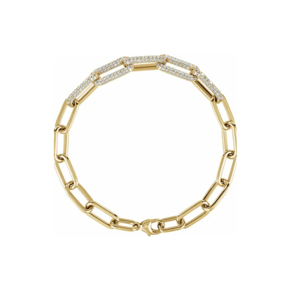 14K Solid Gold 1.5 CTW Lab-Grown Diamond Paperclip-Style 7" Bracelet