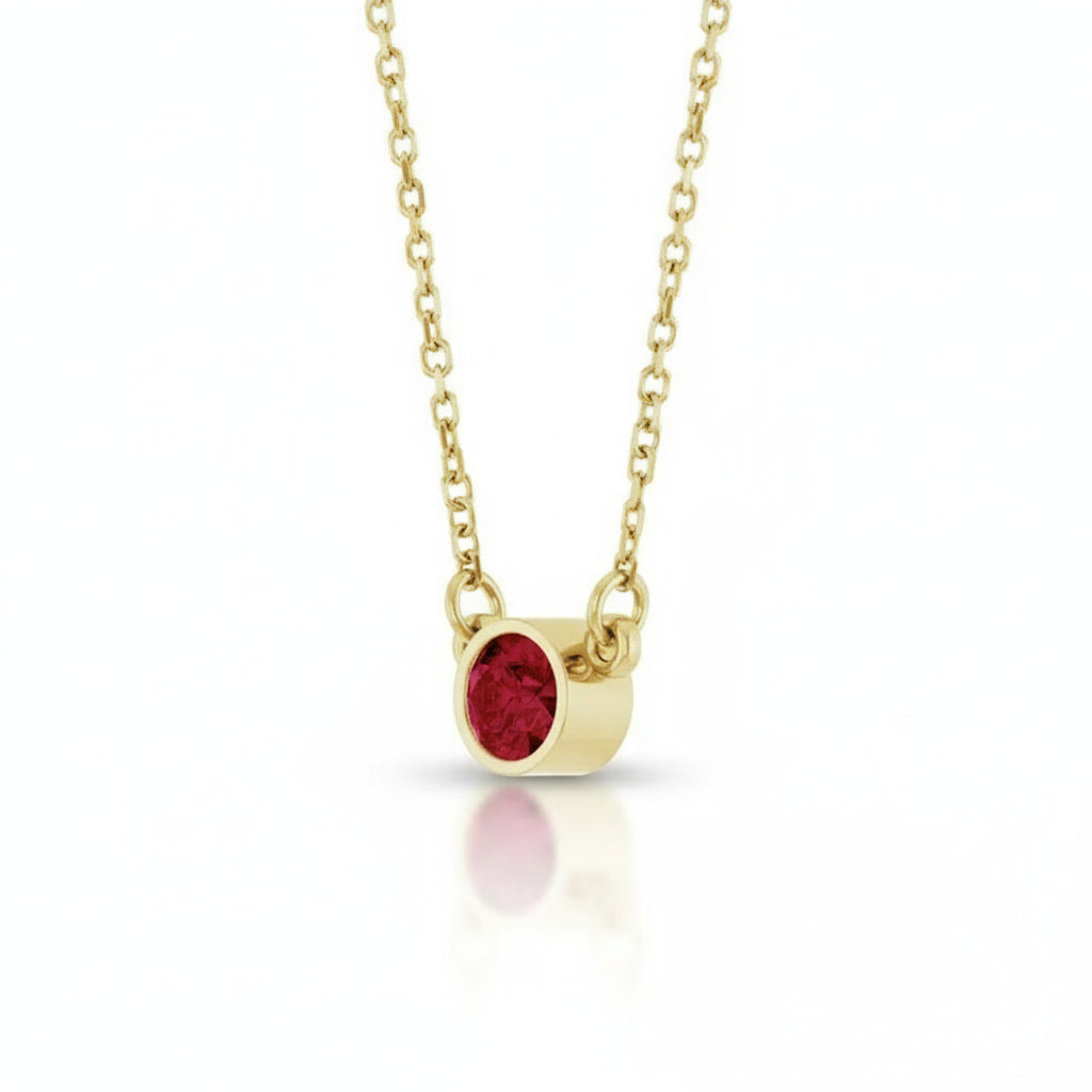 Round Lab-Grown Ruby Solitaire Necklace