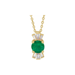 14K Gold Lab-Grown Emerald & 0.16 CTW Natural Diamond Necklace Image