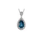 14K White Gold Natural London Blue Topaz Sculptural 18