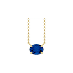 14K Solid Gold Lab-Grown Blue Sapphire 18