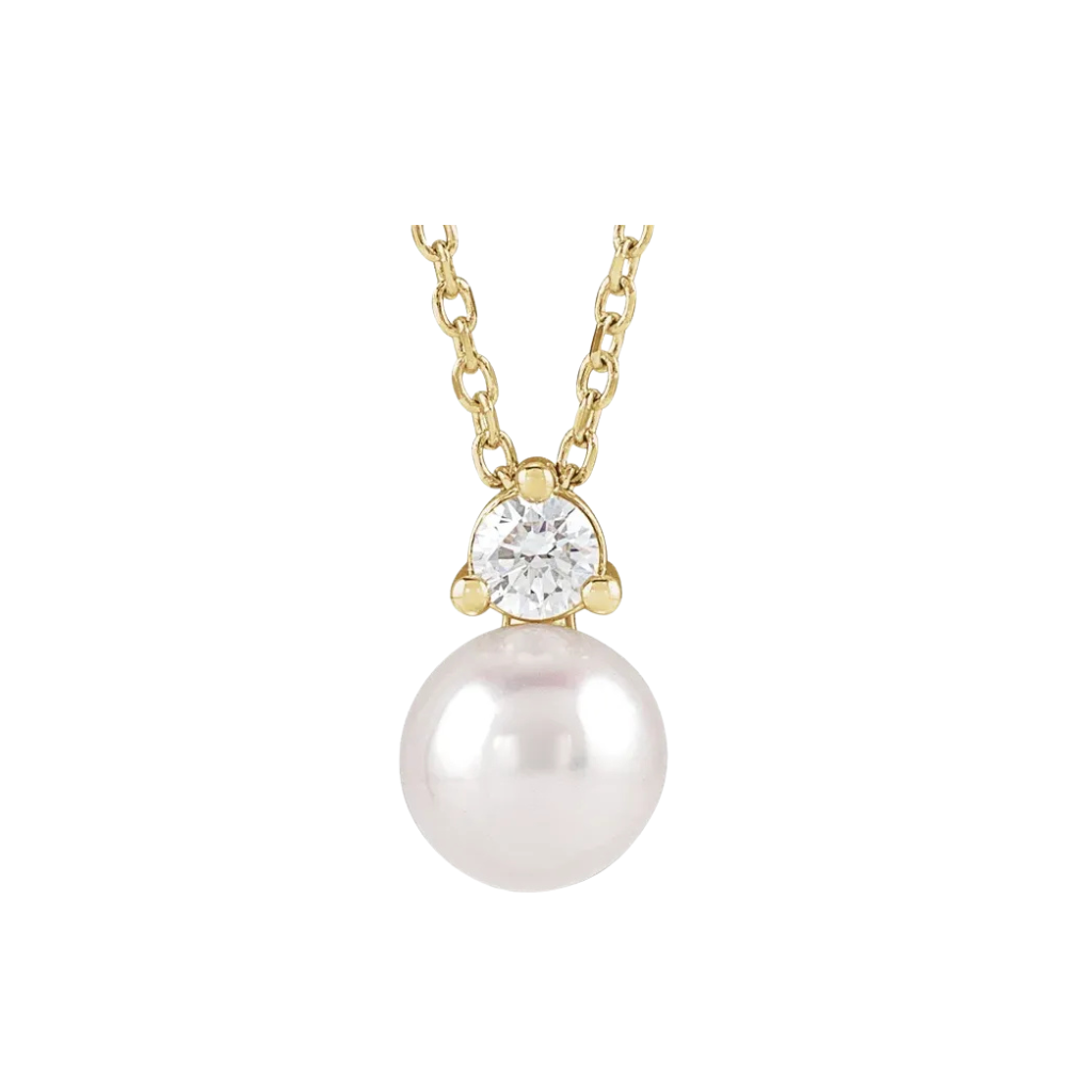 Freshwater Pearl &  Lab-Grown Diamond 16-18" Necklace