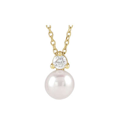 Freshwater Pearl &  Lab-Grown Diamond 16-18" Necklace
