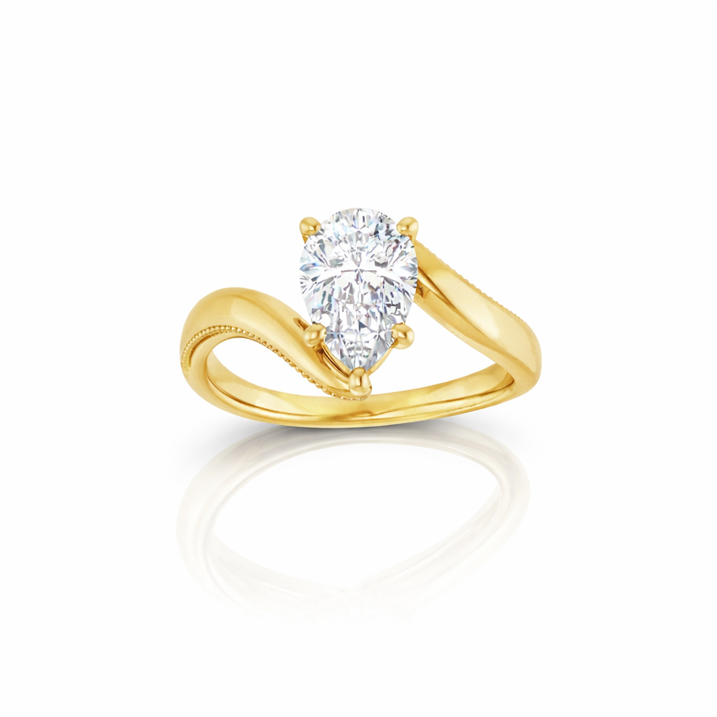 Pear Cut Diamond Solitaire Engagement Ring