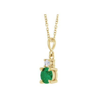 Lab-Grown Emerald Diamond Necklace 16–18" Adjustable Chain