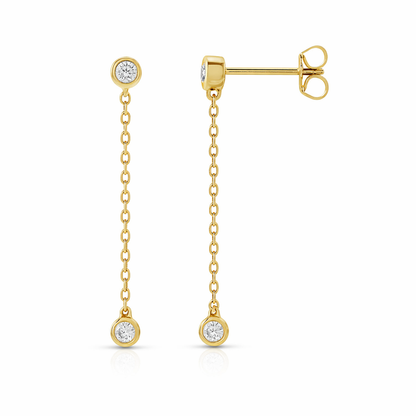 Modern Gold Chain Earrings with Lab-Grown Diamonds